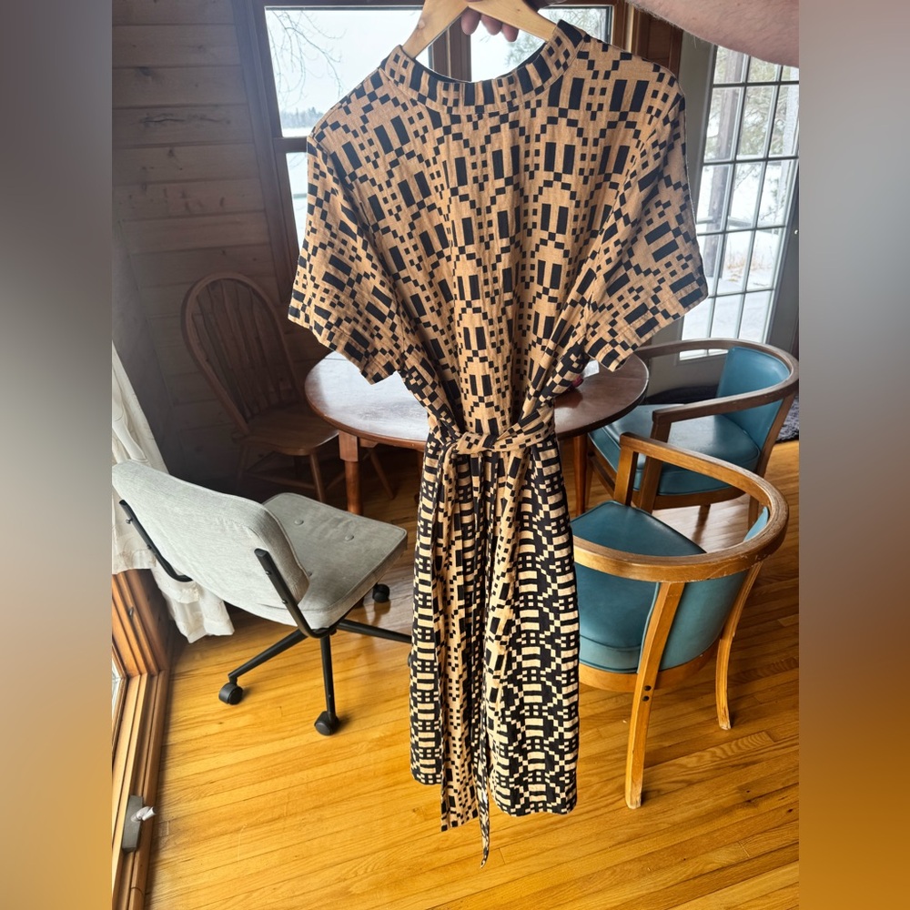 Ace & Jig Black and Tan Geometric Midi Dress